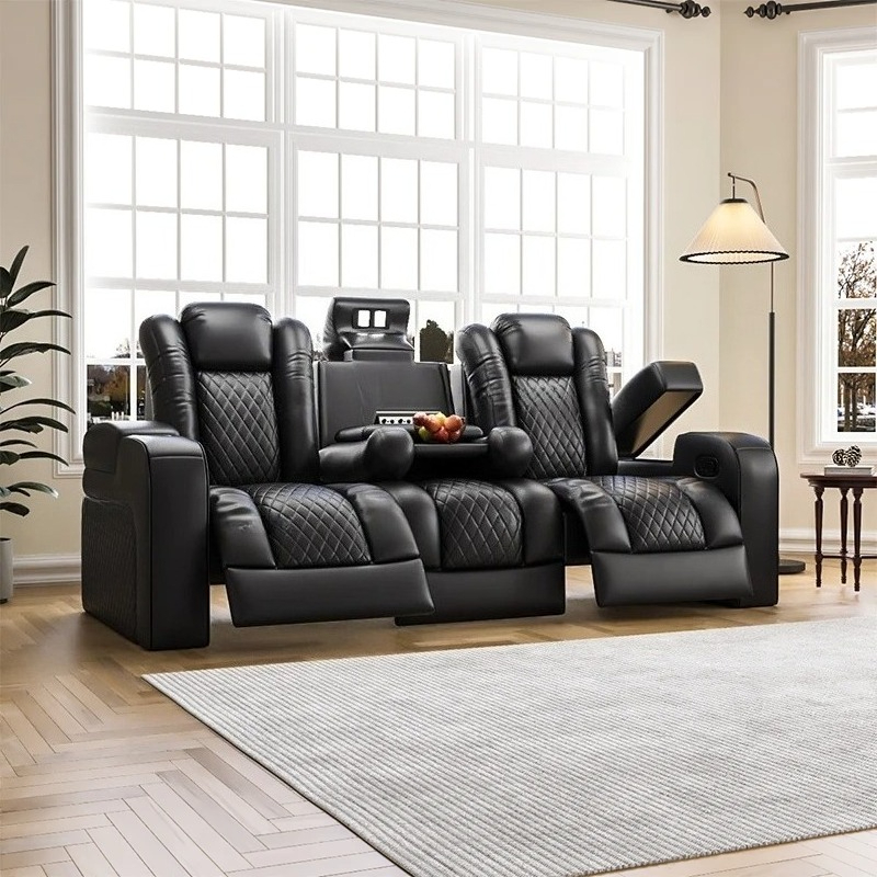 Home Cinema Theater - Luxury Theater Furniture Black Color 3seater