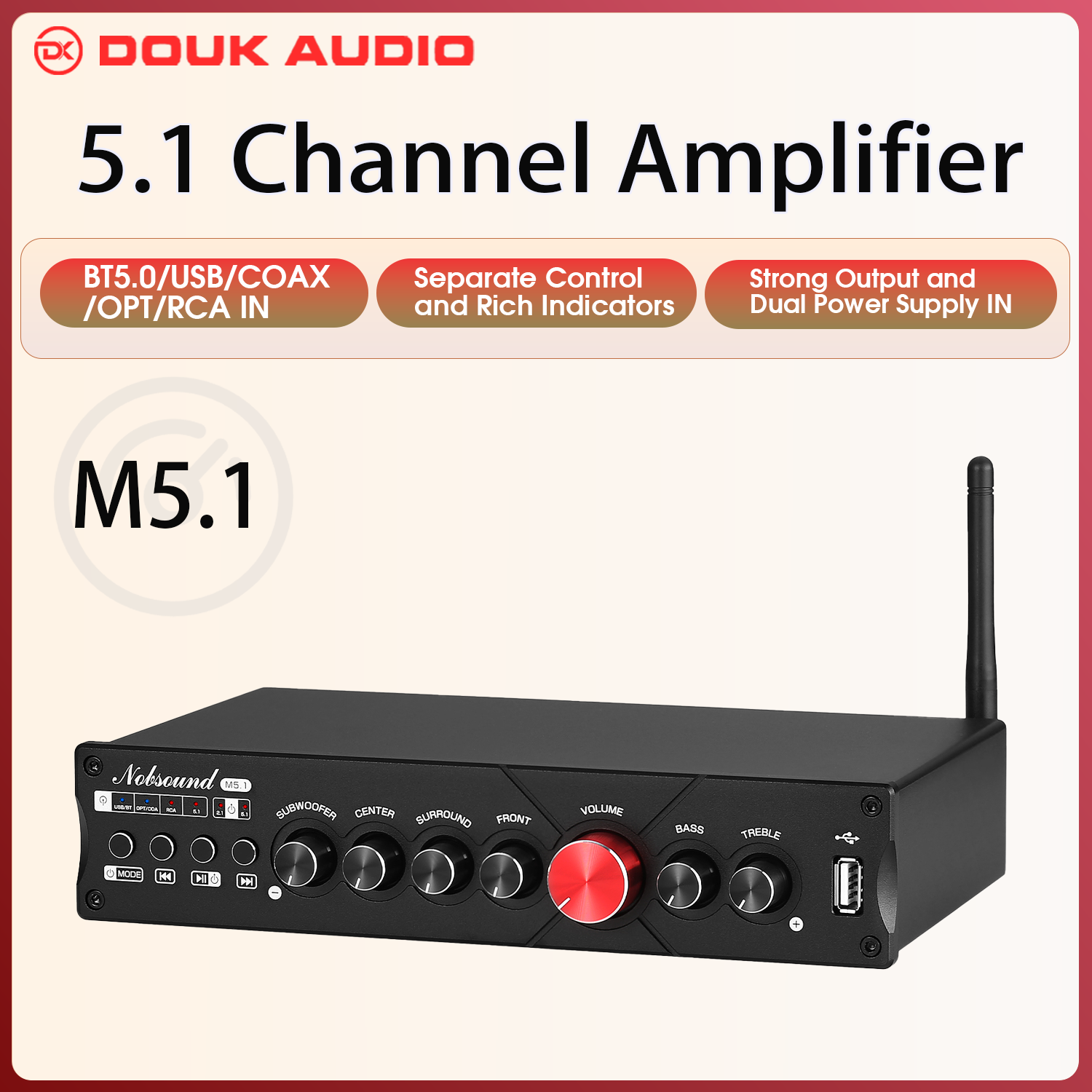 Home Cinema Samsung 5.1 - Douk Audio 5.1 Channel Digital Amplifier