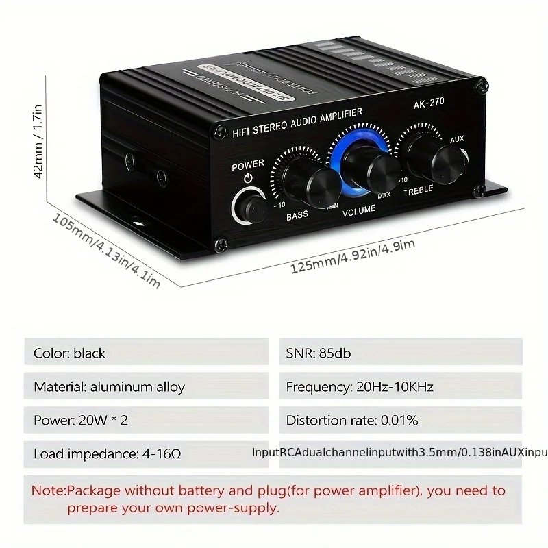 AK-270 400W Mini Power Amplifi - Home Cinema Theater recension och pris